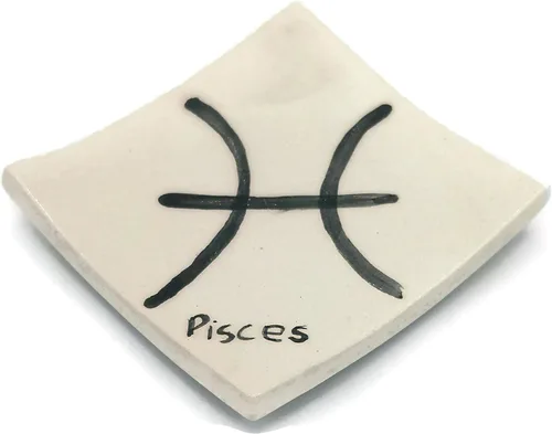 Vista 18 de Clay Ring Dish, Small Square Handmade Ceramic Trinket Dish, Small Tealight Candle Holder, Teabag Holder (Aquarius)