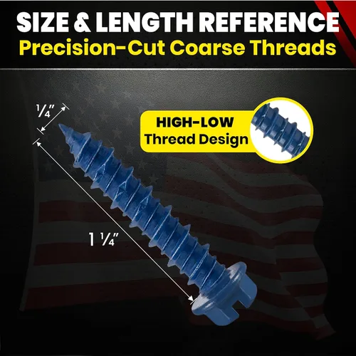 Vista 3 de Chenango Supply tornillo de anclaje para concreto de 1/4 x 1-1/4 de pulgada de cabeza hexagonal 100 unidades con brocas (1/4 x 1-1/4) Drill Bit