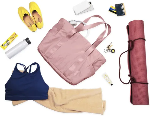 Vista 7 de BAGSMART Bolso de mano grande para mujer, bolso de hombro con asa superior con hebilla para esterilla de yoga para gimnasio, trabajo, escuela