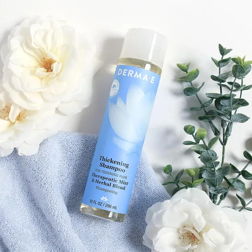 Vista 5 de Derma E Champú espesante para adelgazar el cabello – Sin sulfato terapéutico menta y hierbas voluminizante, 10 oz