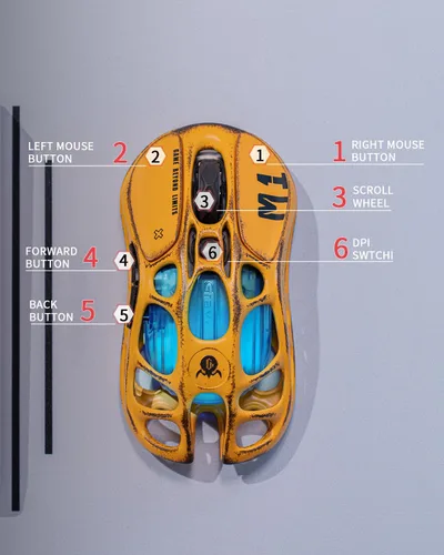 Vista 4 de GravaStar Mercury M1 Pro Gaming Mouse, aleación de magnesio ligera, 26,000 DPI, sensor PAW3395DM, 5 botones programables, soporte con cable/2.4