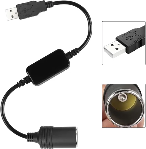Vista 3 de USB A macho a 12 V encendedor de cigarrillos de coche hembra convertidor de corriente USB a encendedor de cigarrillos convertidor
