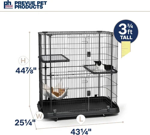 Vista 6 de Productos para mascota Prevue, casa para gatos de 3 pisos, Negro