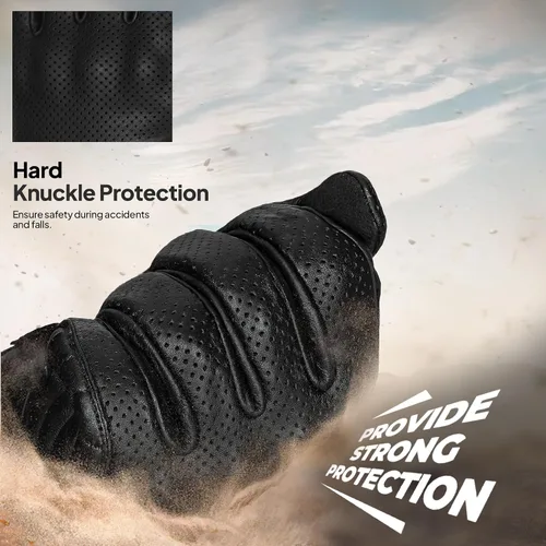 Vista 6 de Ultimate Guantes de Motocicleta para Hombres y Mujeres Compatibles con Pantalla Táctil Guantes de Conducción con Cuero Premium, Pantalla Táctil