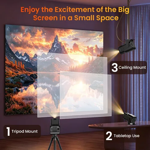Vista 5 de Mini proyector con WiFi y soporte Bluetooth 4K y proyector inteligente