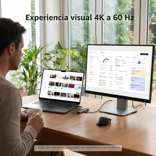 Vista 3 de acer 6 en 1 USBC Hub con Ethernet, 4K @60Hz USBC a HDMI Multiport Adapter 2*USB-A 3.0 & 1*USB-C 3.0 Data Ports, 100W PD Port, USB C Dongle for