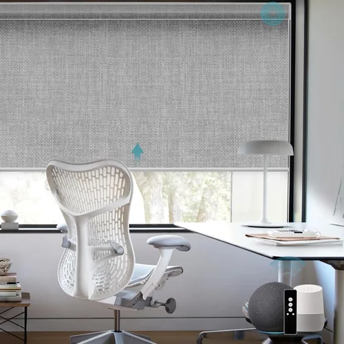Vista 32 de SmartWings Z-Wave/Zigbee Smart - Persianas enrollables, vinilo beige Persianas motorizadas eléctricas 100% opacas con control remoto, persianas