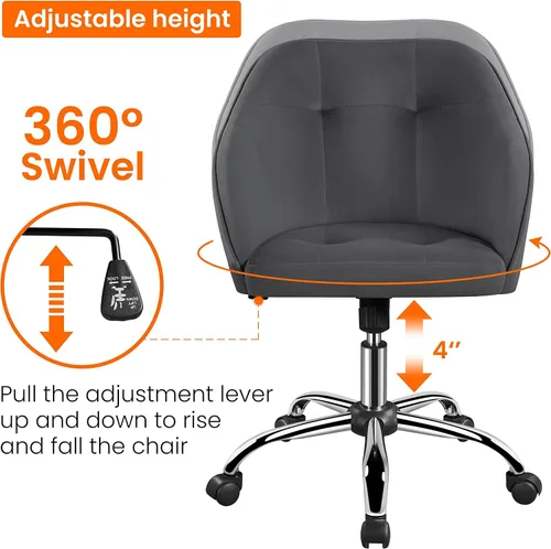 Vista 5 de Yaheetech Silla de oficina de altura ajustable con respaldo medio, giratoria, grande, silla de escritorio, silla de computadora con ruedas