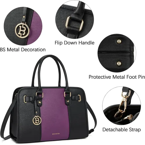 Vista 4 de BOSTANTEN Leather Handbags for Women Designer Satchel Purses Top Handle Tote Work Shoulder Bags