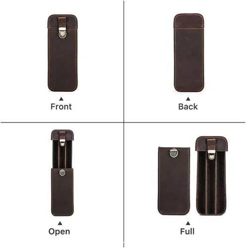 Vista 7 de CONTACTS Crazy Horse - Estuche de cuero para cigarros, caja de cigarros de viaje, 3 ranuras, funda para humidor, organizador portátil por Handmade