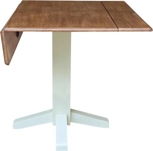 Vista 6 de IC INTERNATIONAL CONCEPTS Mesa de comedor cuadrada de madera maciza de 36 pulgadas con doble hoja, multicolor Nogal/Concha