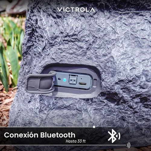 Vista 4 de Victrola Altavoz Rock al Aire Libre (Par) – Altavoces Bluetooth al Aire Libre Recargables IPX4 para Jardín, Patio, Construidos para Todas