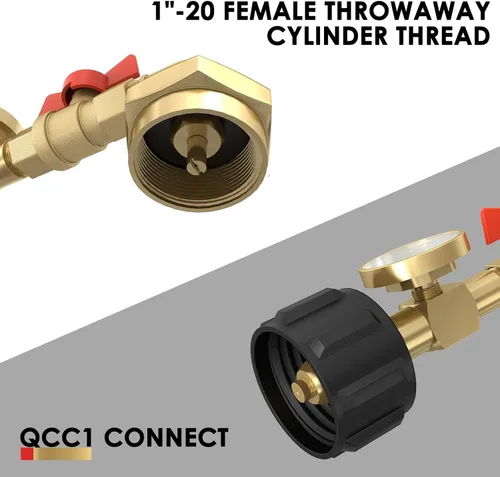 Vista 8 de Adaptador de codo de recambio de propano NQN QCC1 con medidor de tanque de propano, adaptador de presión de recambio de propano de 90 grados