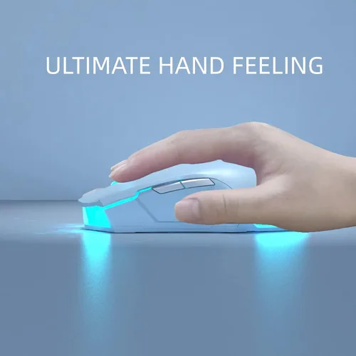 Vista 6 de AJ52PRO Watcher 2.4G inalámbrico Bluetooth 5.0mouse para juegos con cable, 10000 DPI, 7 botones programables, ergonómico LED retroiluminado, USB