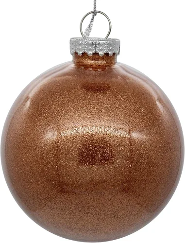 Vista 40 de Vickerman Adorno navideño de bola transparente de 3 pulgadas con interior de purpurina dorada antigua. Oro envejecido
