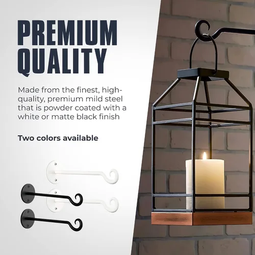 Vista 2 de Monarch Abode Ganchos para plantas – Ganchos de pared para cestas colgantes, 7.5 pulgadas de metal negro valla de pared para plantas de pared