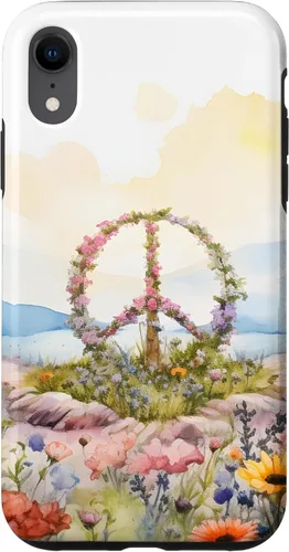 Vista 25 de Floral Peace Sign Watercolor Case for iPhone 17
