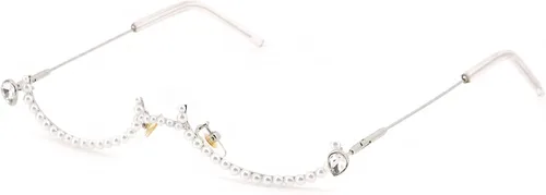 Vista 16 de Naimo Gafas de sol cristalinas brillantes de la mitad del marco de las gafas de sol del Rhinestone Marco de oro con diamantes de imitación