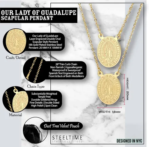 Vista 4 de Steeltime - Escapulario de San Benito (18 quilates) chapado en oro de 18 quilates
