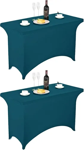 Vista 110 de FORLIFE - Funda de mesa de elastano, mantel ajustado de 4 pies para mesas rectangulares, funda elástica para patio, universal para bodas, banquetes