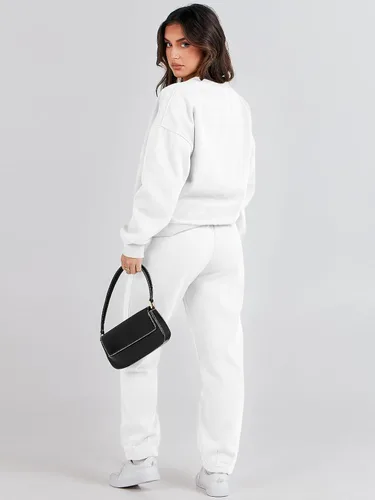 Vista 5 de Prinbara Conjunto de 2 piezas para mujer, de manga larga, cuello redondo, sin botones, pantalones deportivos