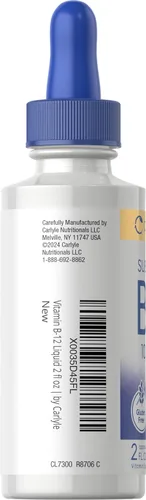 Vista 3 de Gotas líquidas sublinguales de vitamina B12 Carlyle 10,000 mcg 2 fl oz Vegetarianas, sin transgénicos, sin gluten