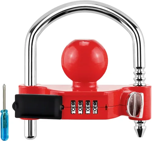 Vista 10 de Cenipar Cerradura de enganche de remolque universal con cerradura de combinación, acoplador de bola de remolque de acero resistente, se adapta a