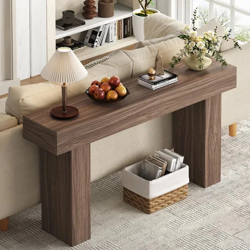 Vista 9 de knoworld - Mesa de consola de 63 pulgadas de largo para entrada, mesa de sofá rectangular de madera estilo granja detrás del sofá, mesa estrecha