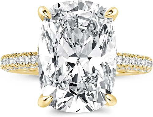 Vista 8 de RODIFFY Anillo de compromiso alargado de corte cojín de 4 CT/7CT para mujer, anillos de promesa de circonita cúbica de grado 5A de plata S925 4CT