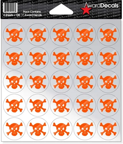 Vista 10 de Award Decals Cráneo y hueso cruzado (negro sobre transparente)