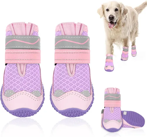 Vista 10 de SlowTon Zapatos para Perros para Perros Grandes, Pequeños y Medianos - Botas Transpirables para Perros para Pavimento Caliente de Verano, Protector