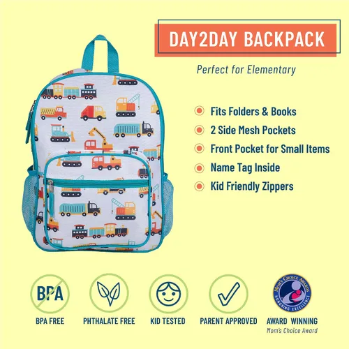 Vista 2 de Wildkin Day2Day - Mochila para niños y niñas mide 145 x 1075 x 375 pulgadas mochila para niños tamaño ideal para la escuela y mochilas de viaje