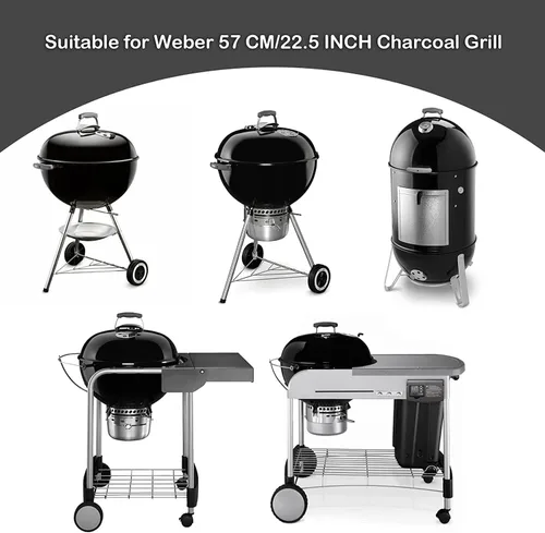 Vista 4 de onlyfire Rejilla de cocina con bisagras de repuesto de acero inoxidable para parrillas de carbón Weber de 22 pulgadas Se adapta a parrillas Weber