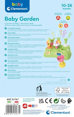 Vista 3 de Clementoni - Juego de jardinería para bebés: juego sensorial para niños pequeños, 6 piezas coloridas (flores y verduras), ecológico, promueve