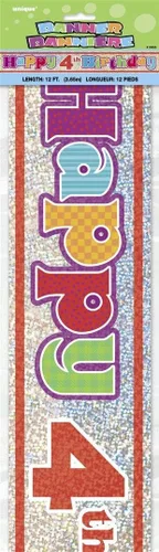 Vista 2 de Unique Party 10855-12ft Prism Happy 4th Birthday Banner