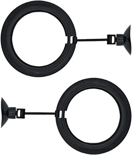 Vista 7 de 2 anillos de alimentación de peces de forma mixta de color negro, círculo flotante de alimentador de alimentos con ventosa para peces, tanque