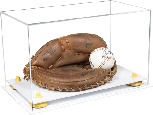Vista 56 de Better Display Cases Vitrina de guantes de béisbol de acrílico transparente con elevadores negros (A011/V16)