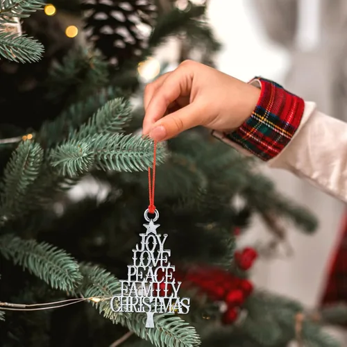 Vista 5 de Adorno de árbol de Navidad de metal de peltre sólido 2023, colgantes colgantes para fiesta, hogar, vacaciones, regalos de decoración de Navidad