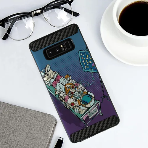 Vista 3 de CasesOnDeck - Funda compatible con Samsung Galaxy Note 8 (Carbon Flex) y Note 8, diseño moderno de ajuste delgado, con golpes y caídas (astronauta)