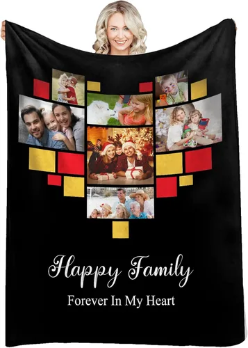 Vista 25 de Manta personalizada con fotos, texto, fotos personalizadas, mantas para adultos y niños, cumpleaños familiar, 1 foto, 50 x 40 pulgadas