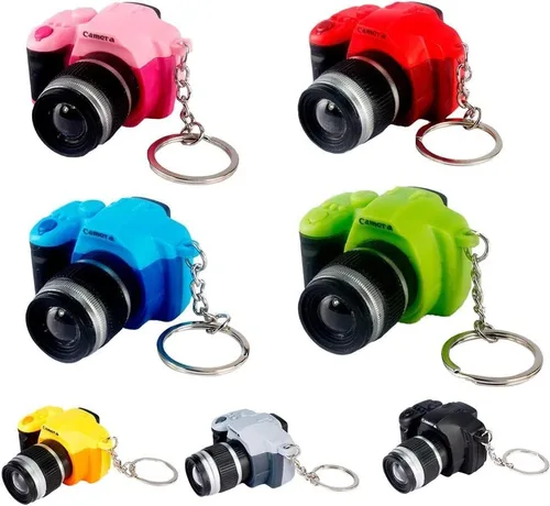 Vista 3 de JJLFresheners Llavero de cámara con sonido, llavero de decoración para bolsa, cartera, colgante, diseño de mini cámara, lindo anillo novedoso