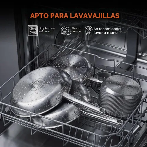Vista 8 de Sartén de acero inoxidable mini de 8 pulgadas, 5 capas con núcleo de aluminio, sartén para saltear con revestimiento de acero, calefacción uniforme