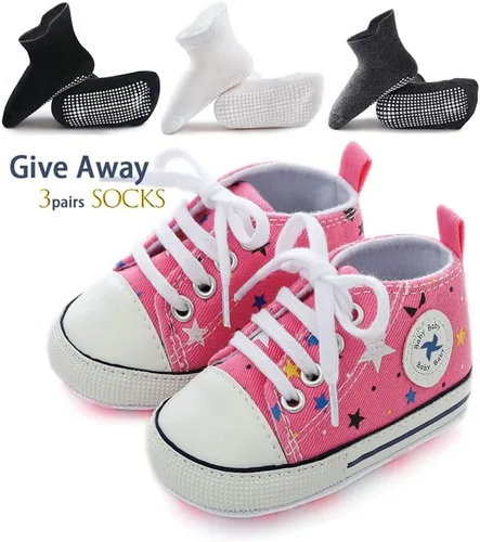 Vista 2 de Zapatos de lona suave unisex para bebés, niños y niñas, tenis antideslizantes ligeros para bebés recién nacidos