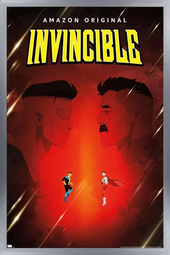 Vista 11 de Invincible - Póster de pared de una hoja de padre e hijo, 22.4 pulgadas de largo x 14.7 pulgadas de ancho, versión enmarcada de madera de granero