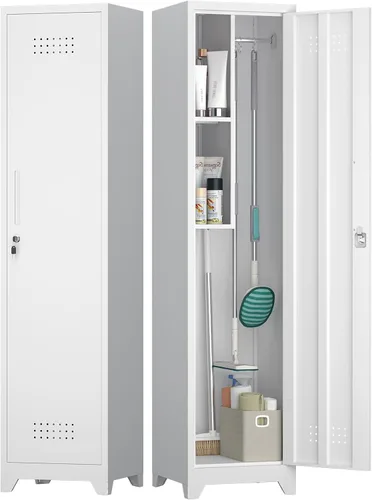 Vista 15 de Armarios de almacenamiento negros montados en la pared, gabinete superior de 12.8 pulgadas de alto para el hogar, gabinetes de metal con puertas