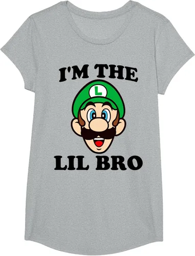 Vista 27 de Super Mario Camiseta de retrato Luigi I'm The Lil Bro, Blanco