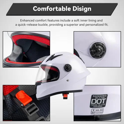 Vista 5 de Casco de motocicleta para niños, casco de cara completa para jóvenes, casco ligero aprobado por DOT para motocross, ATV, todoterreno, cascos