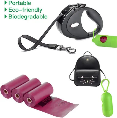 Vista 7 de Bolsa para excrementos de perro, 26 rollos (390 unidades), bolsas biodegradables para desechos de perros con 1 dispensador gratis, bolsas