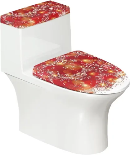 Vista 30 de Juego de decoración de baño de 2 piezas con diseño de muñeco de nieve de Navidad, cubierta de tanque para asiento de inodoro