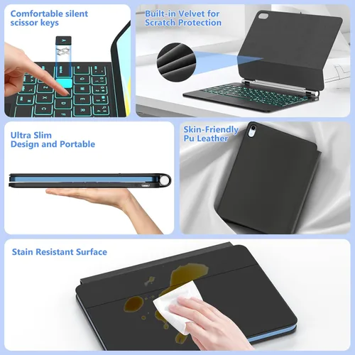 Vista 14 de FUWANG for iPad A16 11th/10th Generation Case with Keyboard, Magic Keyboard with Power Display, Multi-Touch Trackpad Floating Cantilever Stand